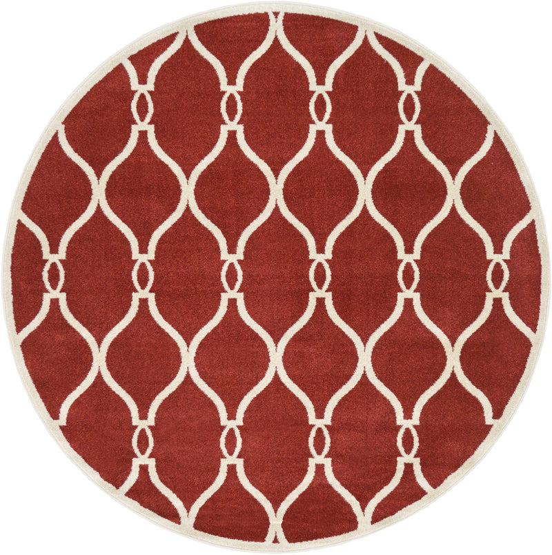 Lattice Gardens Collection Area Rug -  Shrubshire Round Red Main