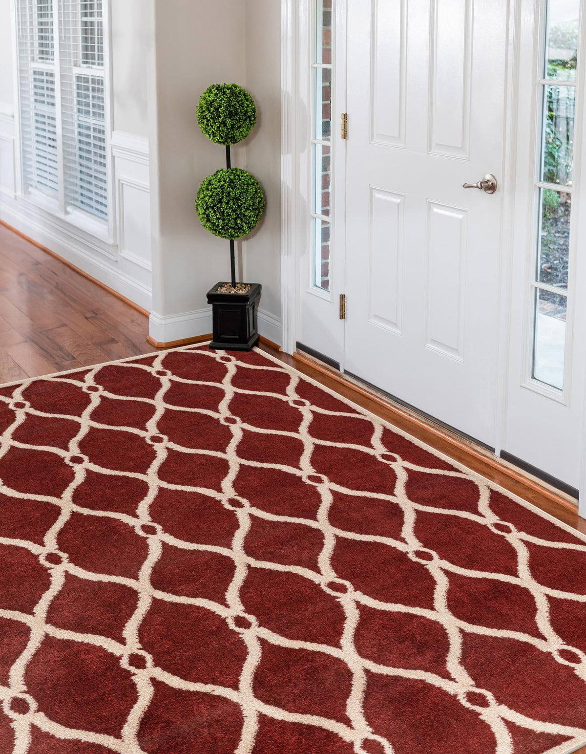 Lattice Gardens Collection Area Rug -  Vinehaven Rectangle Red  lifestyle 9