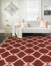 Lattice Gardens Collection Area Rug -  Vinehaven Rectangle Red  lifestyle 13
