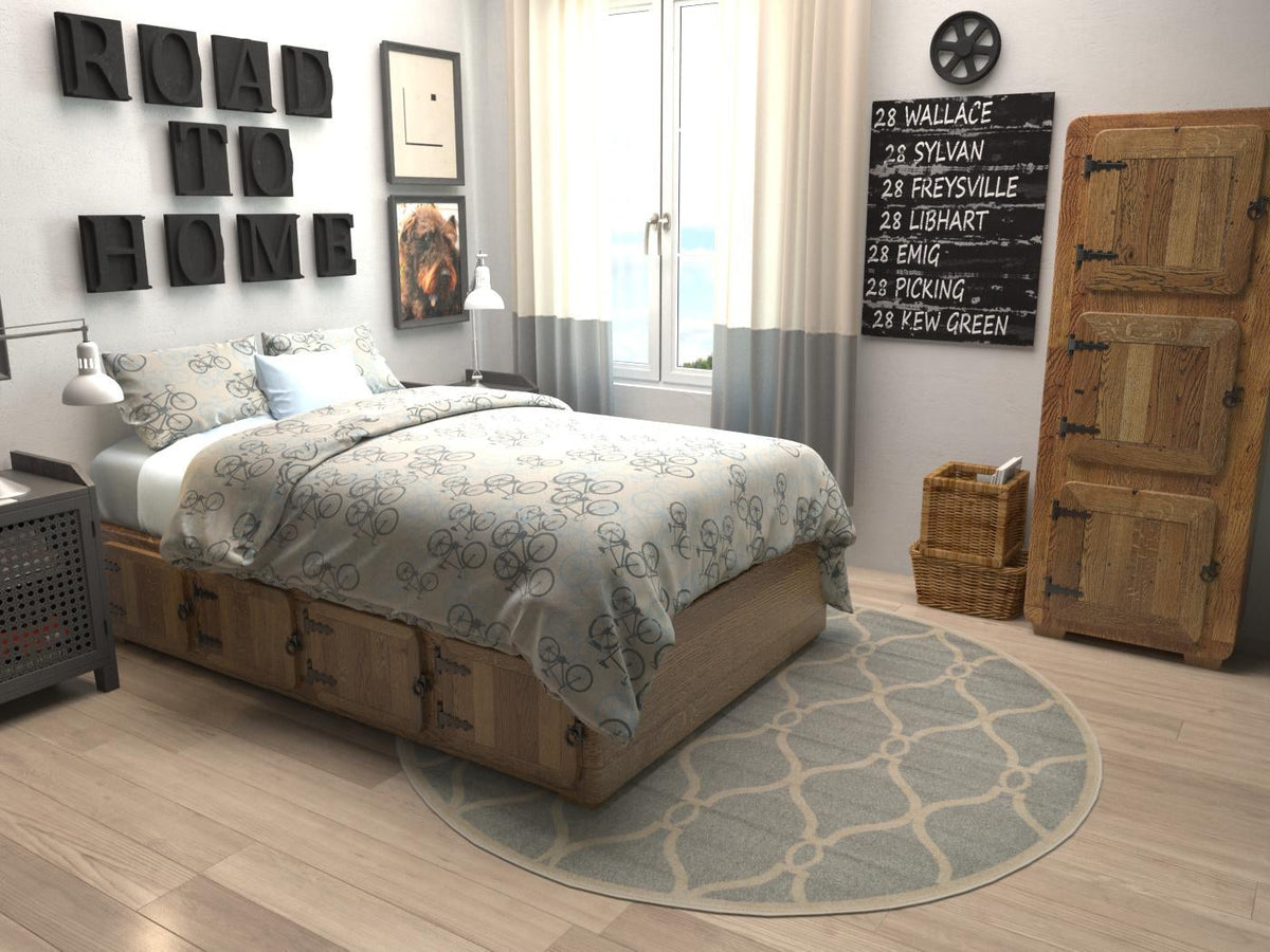 Lattice Gardens Collection Area Rug -  Rosetangle Round Light Gray  lifestyle 16