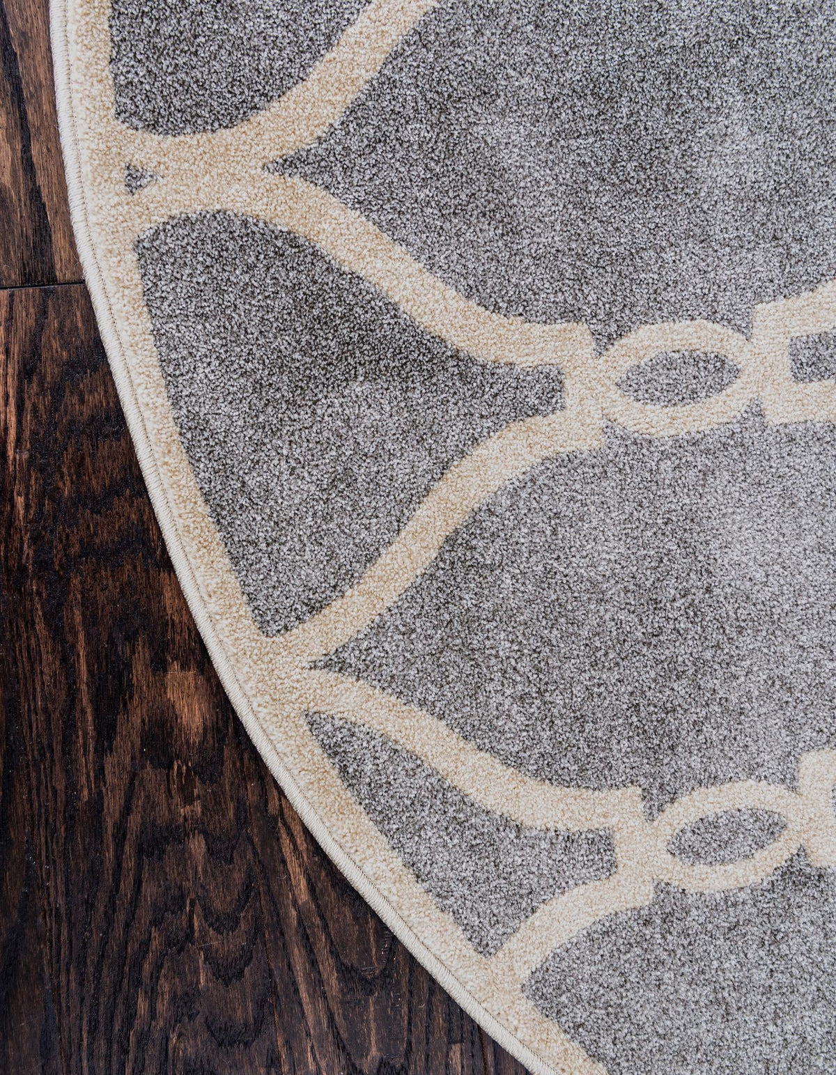 Lattice Gardens Collection Area Rug -  Rosetangle Round Light Gray  lifestyle 21