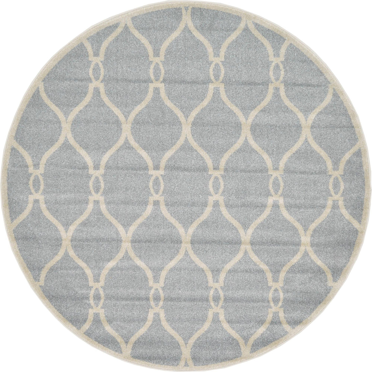 Lattice Gardens Collection Area Rug -  Rosetangle Round Light Gray  lifestyle 13