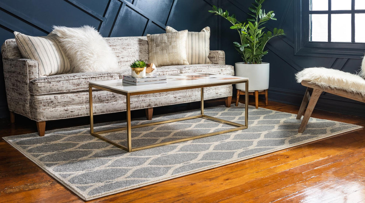 Lattice Gardens Collection Area Rug -  Vinehaven Rectangle Light Gray  lifestyle 10