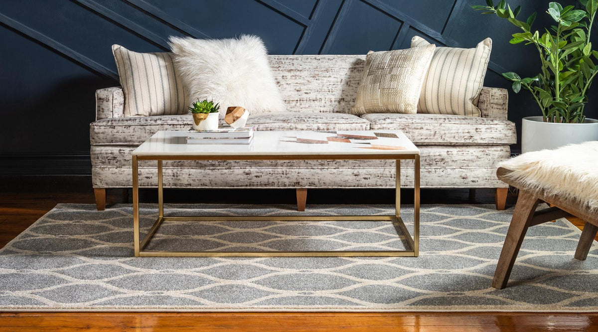 Lattice Gardens Collection Area Rug -  Vinehaven Rectangle Light Gray  lifestyle 14