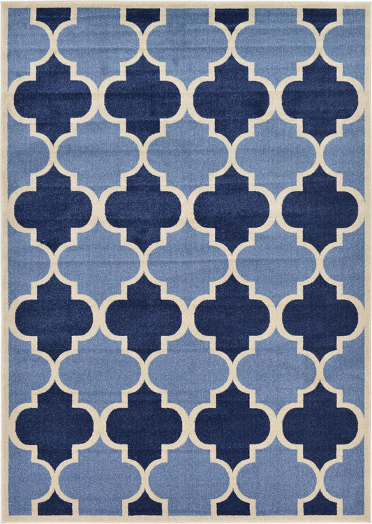 Lattice Gardens Collection Area Rug -  Gardenisle Rectangle Light Blue Main