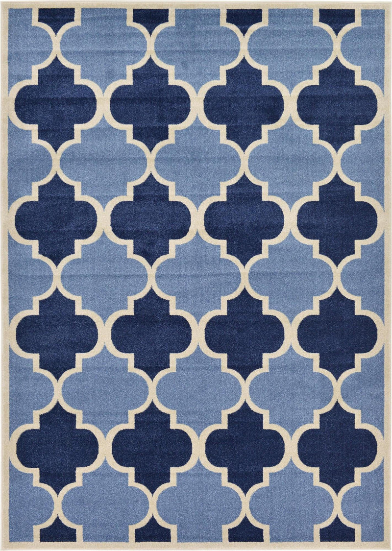 Lattice Gardens Collection Area Rug -  Gardenisle Rectangle Light Blue Main