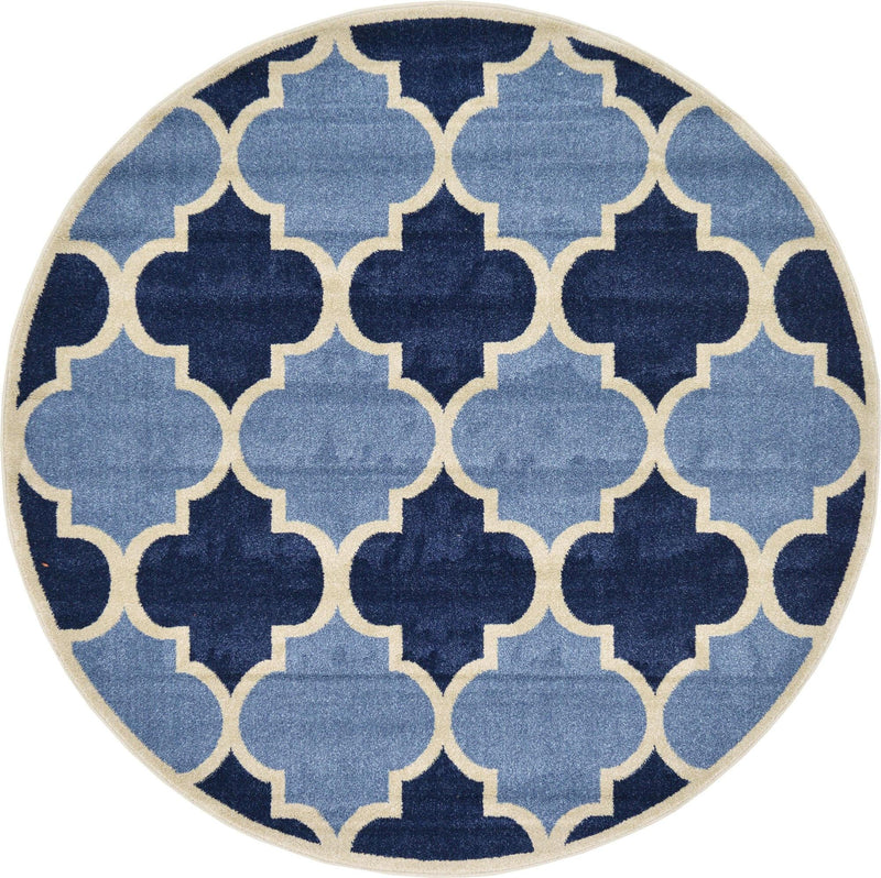 Lattice Gardens Collection Area Rug -  Gardenisle Round Light Blue  lifestyle 11