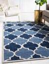 Lattice Gardens Collection Area Rug -  Gardenisle Rectangle Light Blue  lifestyle 2