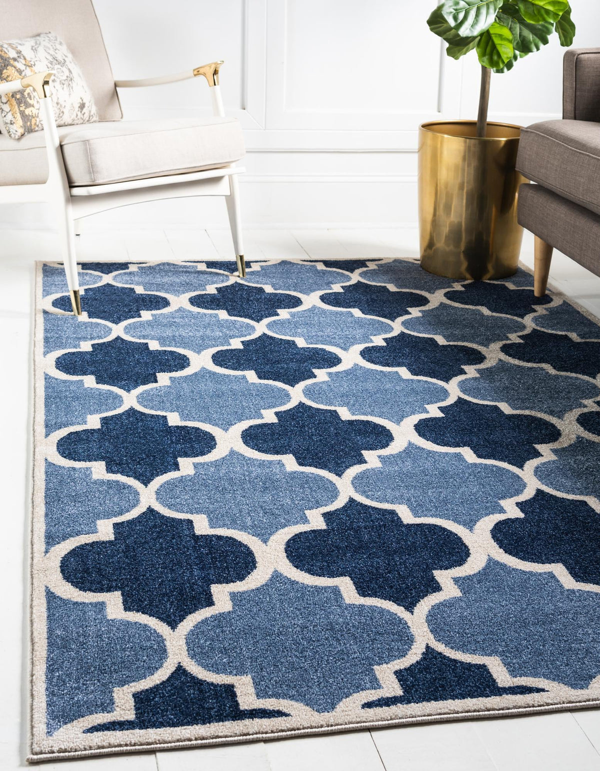 Lattice Gardens Collection Area Rug -  Gardenisle Rectangle Light Blue  lifestyle 2