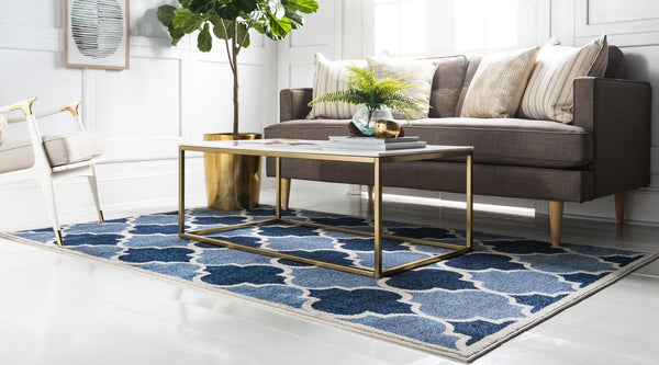 Lattice Gardens Collection Area Rug -  Gardenisle Rectangle Light Blue  lifestyle 3