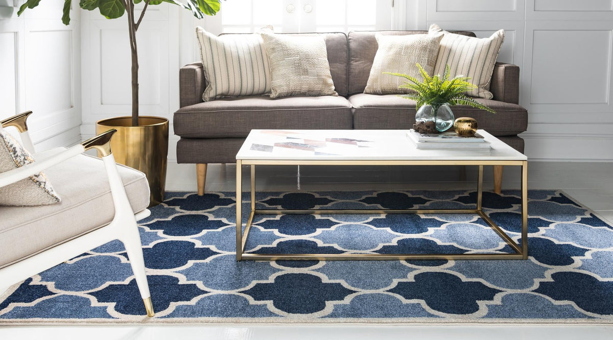 Lattice Gardens Collection Area Rug -  Gardenisle Rectangle Light Blue  lifestyle 4