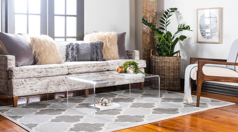 Lattice Gardens Collection Area Rug -  Arborhedge Rectangle Light Gray  lifestyle 3