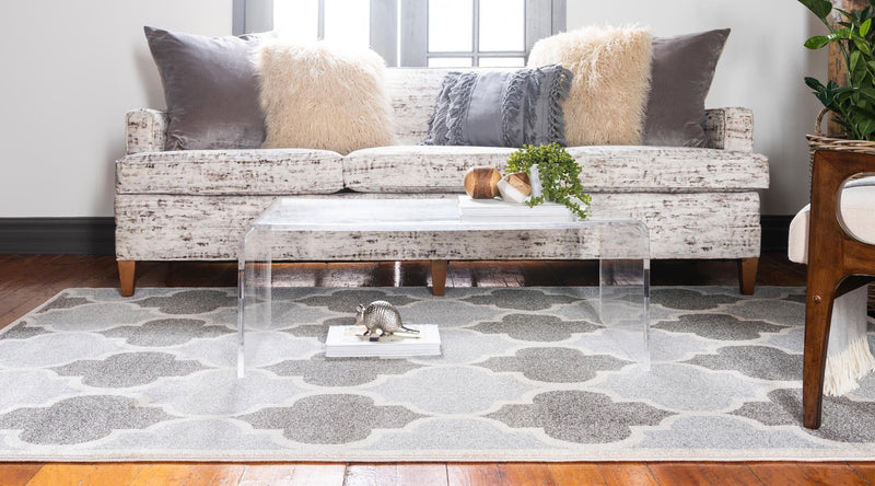 Lattice Gardens Collection Area Rug -  Arborhedge Rectangle Light Gray  lifestyle 4