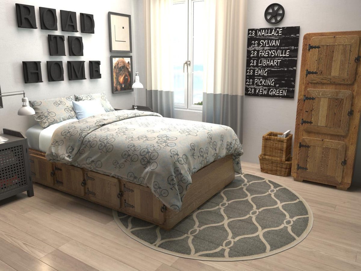 Lattice Gardens Collection Area Rug -  Vinehaven Round Gray  lifestyle 72