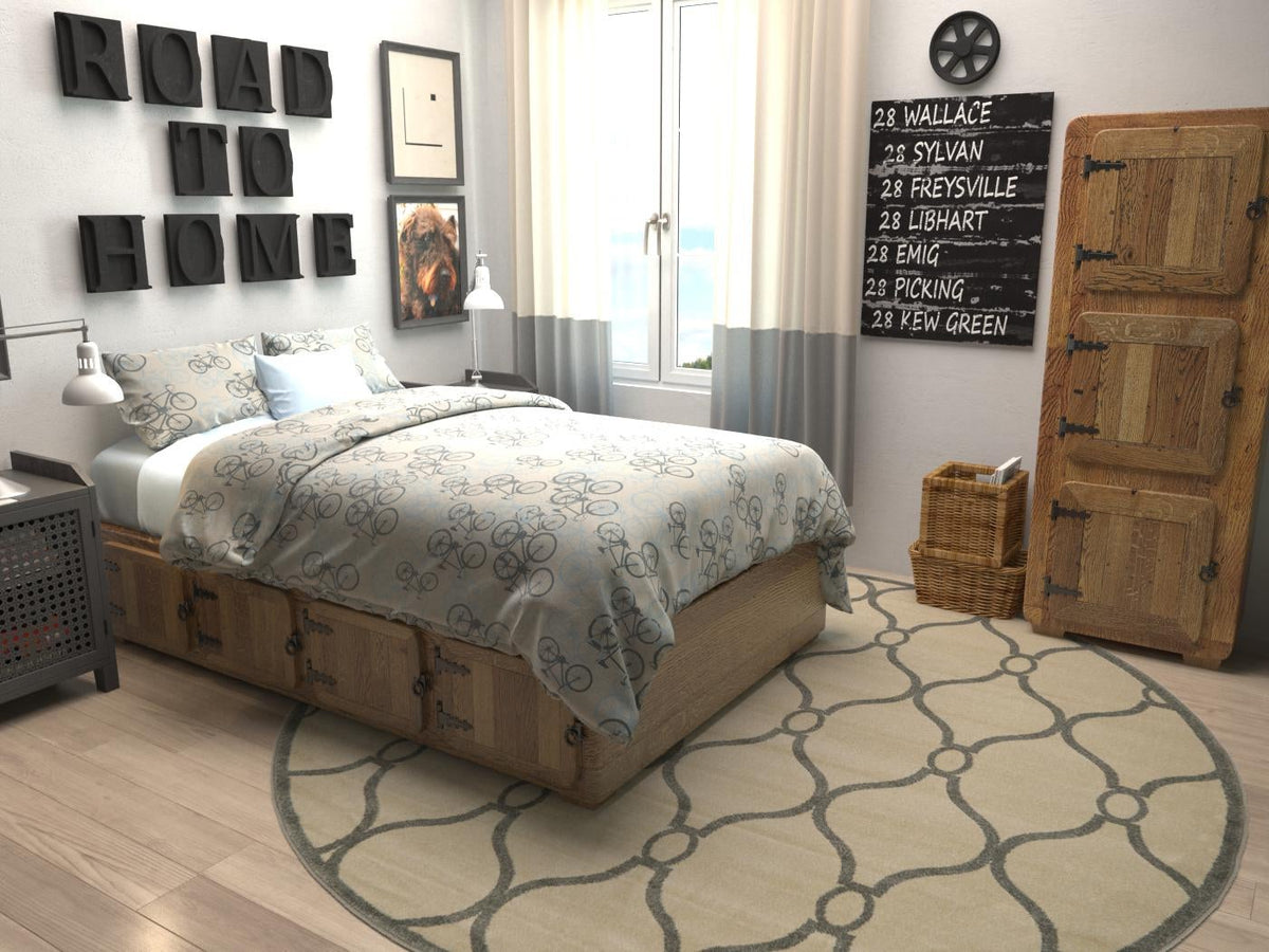 Lattice Gardens Collection Area Rug -  Latticegrove Round Cream  lifestyle 14