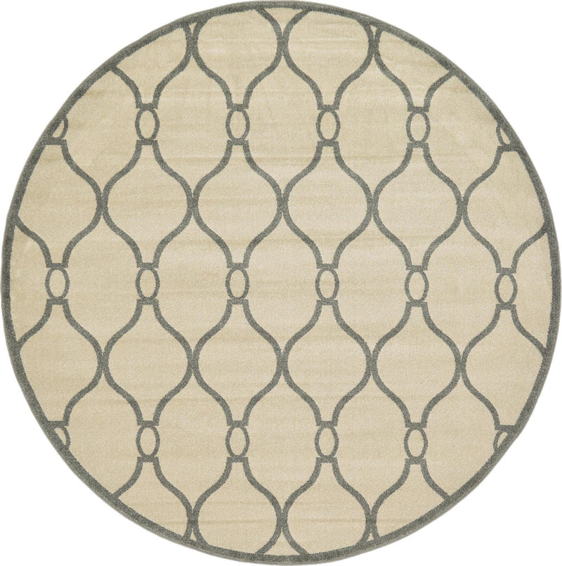 Lattice Gardens Collection Area Rug -  Latticegrove Round Cream  lifestyle 11