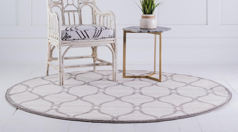 Lattice Gardens Collection Area Rug -  Latticegrove Round Cream  lifestyle 15