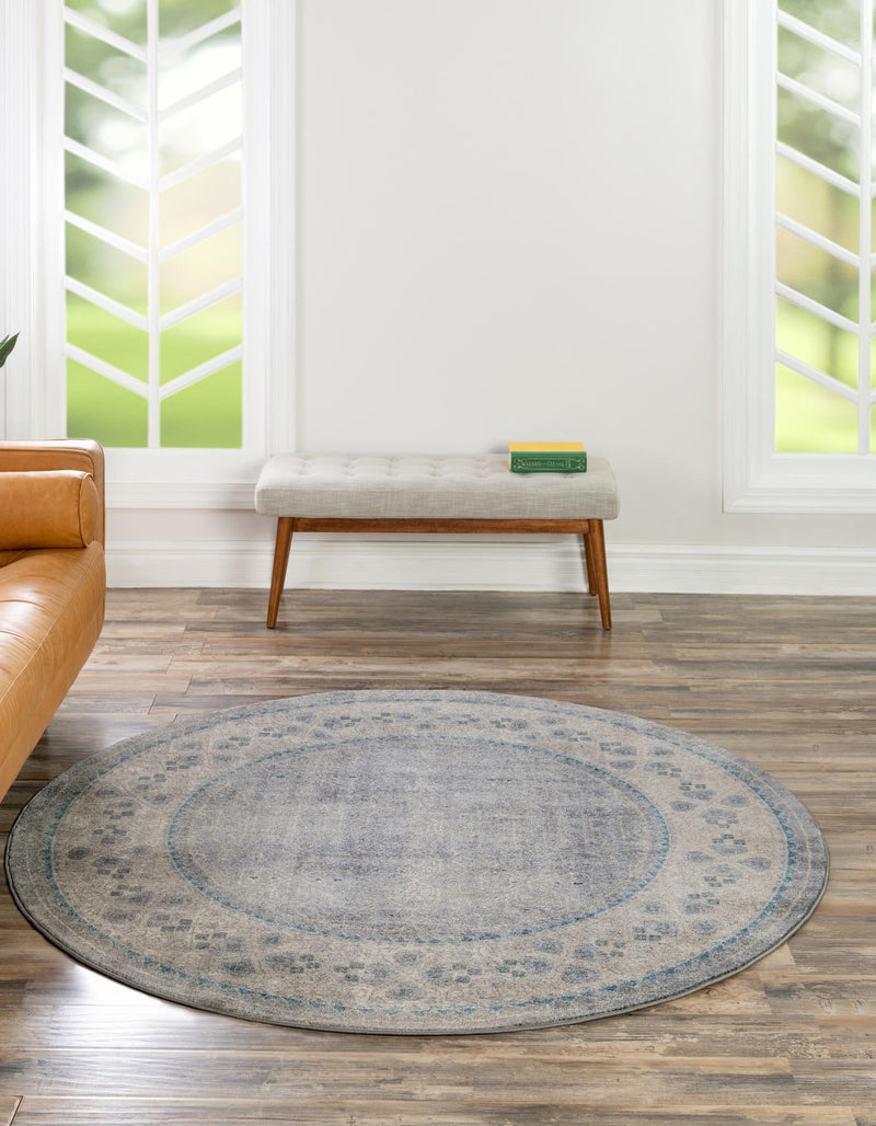 Salzburg Elegance Collection Area Rug - Mirabell Round Gray  lifestyle 28