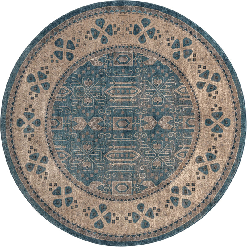 Salzburg Elegance Collection Area Rug - Mirabell Round Light Blue  lifestyle 18