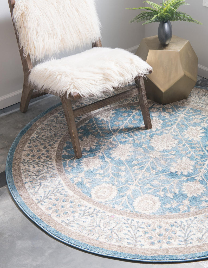 Salzburg Elegance Collection Area Rug -  Hellbrunn Round Light Blue  lifestyle 33