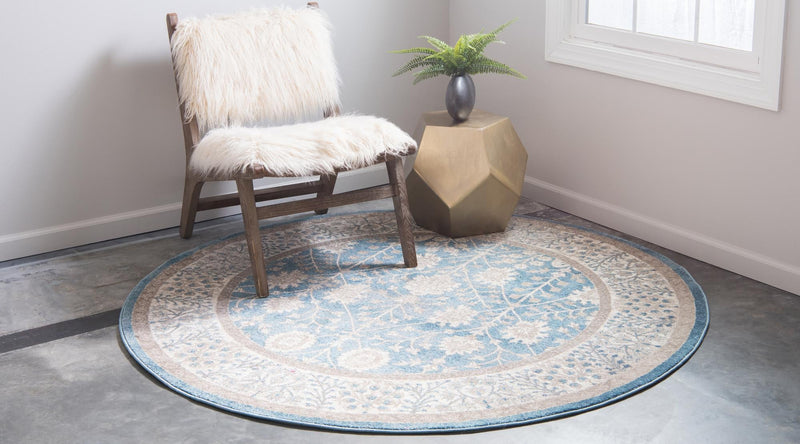 Salzburg Elegance Collection Area Rug -  Hellbrunn Round Light Blue  lifestyle 39