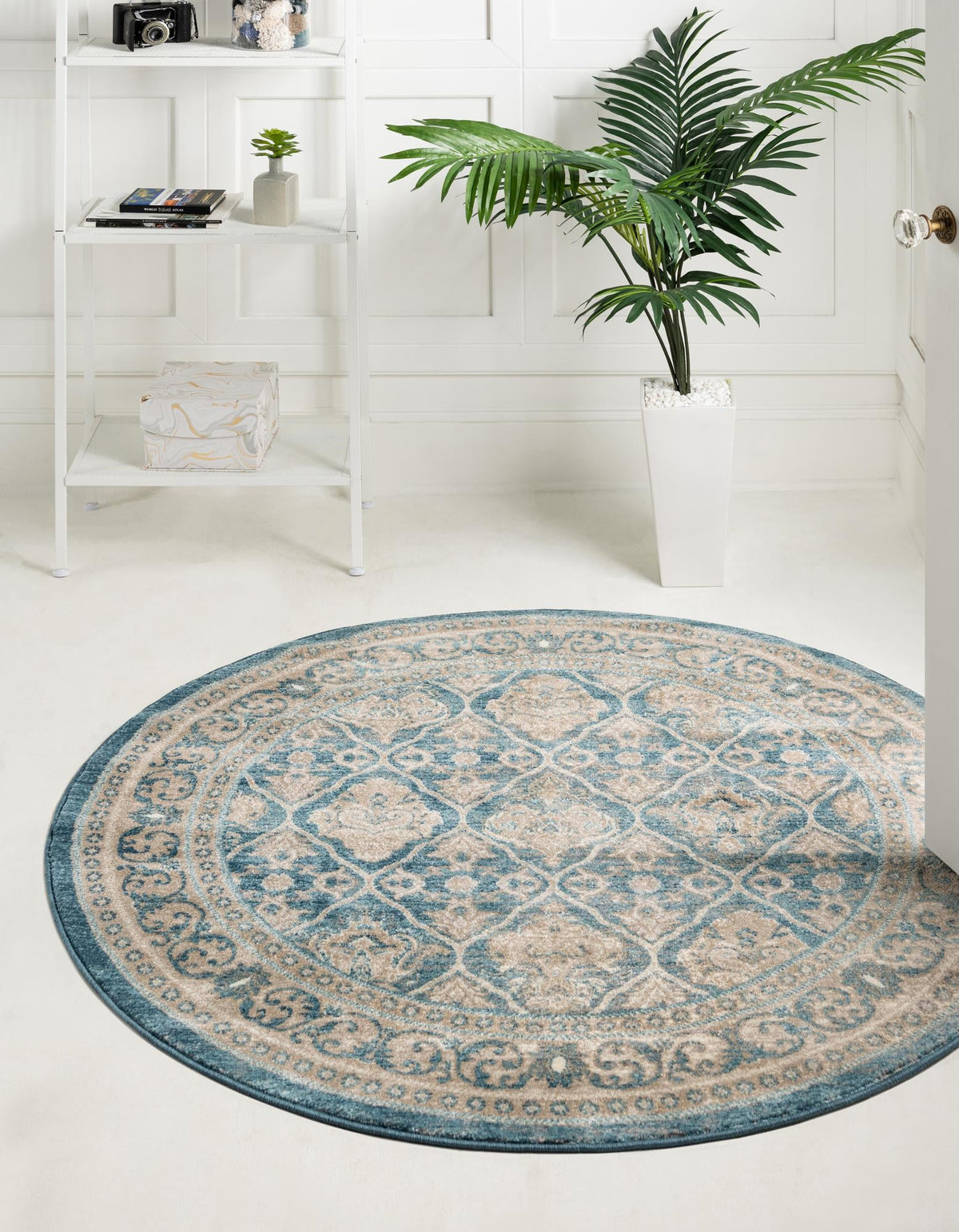 Salzburg Elegance Collection Area Rug -  Kapuzinerberg Round Light Blue  lifestyle 28