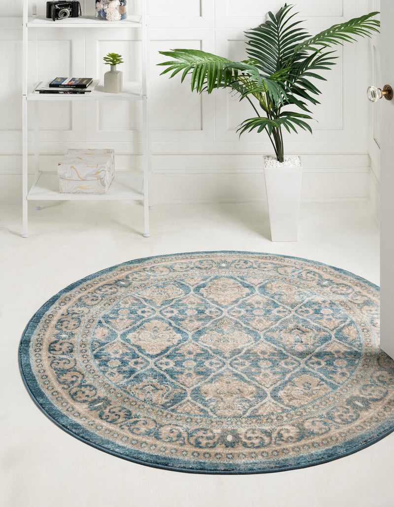Salzburg Elegance Collection Area Rug -  Kapuzinerberg Round Light Blue  lifestyle 28
