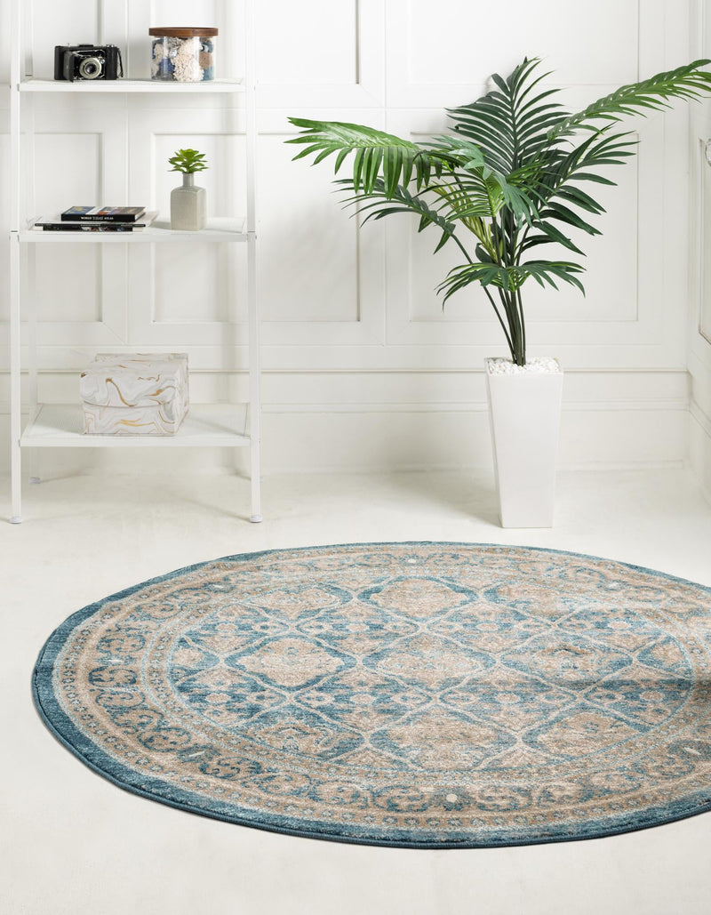 Salzburg Elegance Collection Area Rug -  Kapuzinerberg Round Light Blue  lifestyle 32