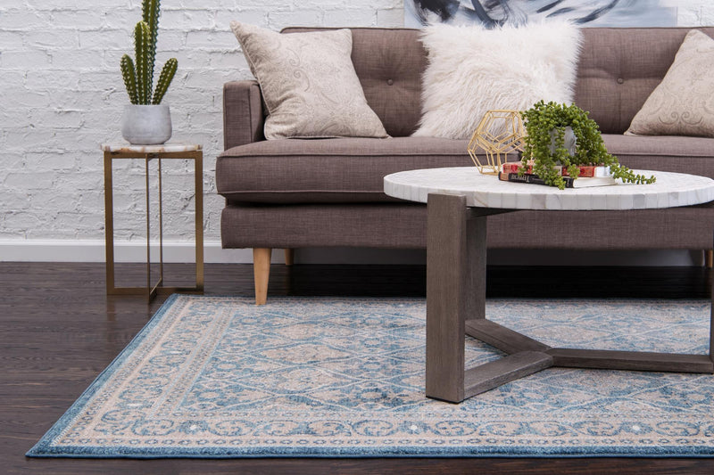 Salzburg Elegance Collection Area Rug -  Kapuzinerberg Rectangle Light Blue  lifestyle 7
