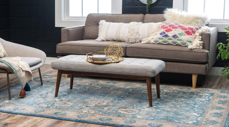 Salzburg Elegance Collection Area Rug -  Mozarteum Rectangle Light Blue  lifestyle 6