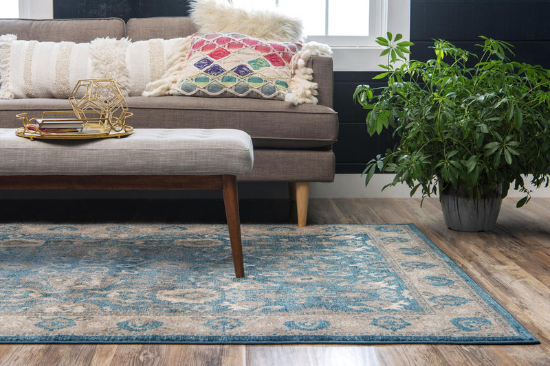 Salzburg Elegance Collection Area Rug -  Mozarteum Rectangle Light Blue  lifestyle 8