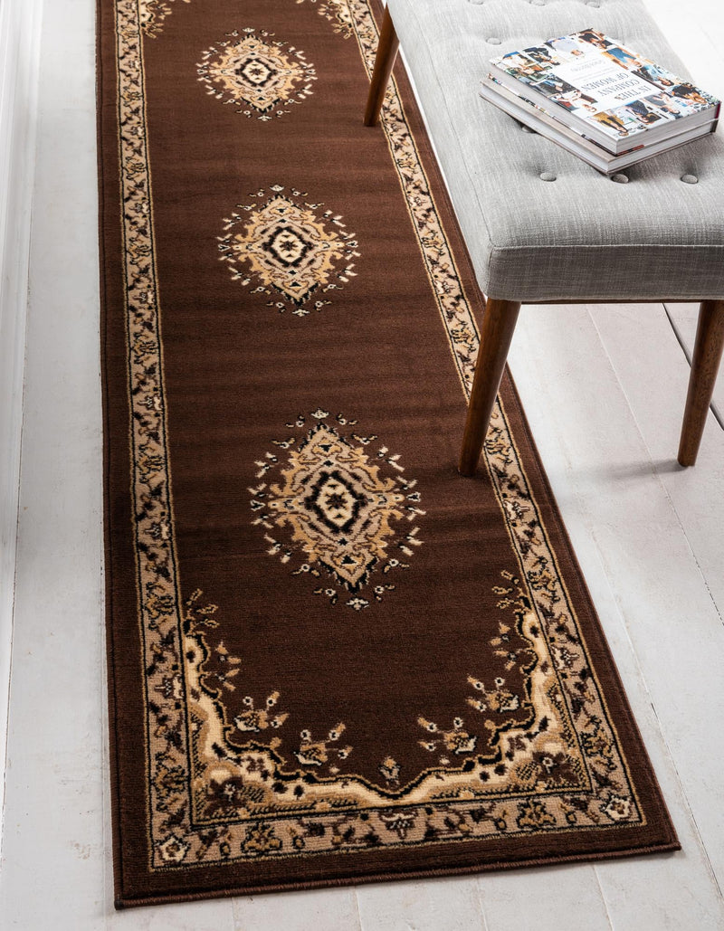 Tabriz Tapestry Collection Area Rug - Azerbaijan (Brown) Runner Brown  lifestyle 19