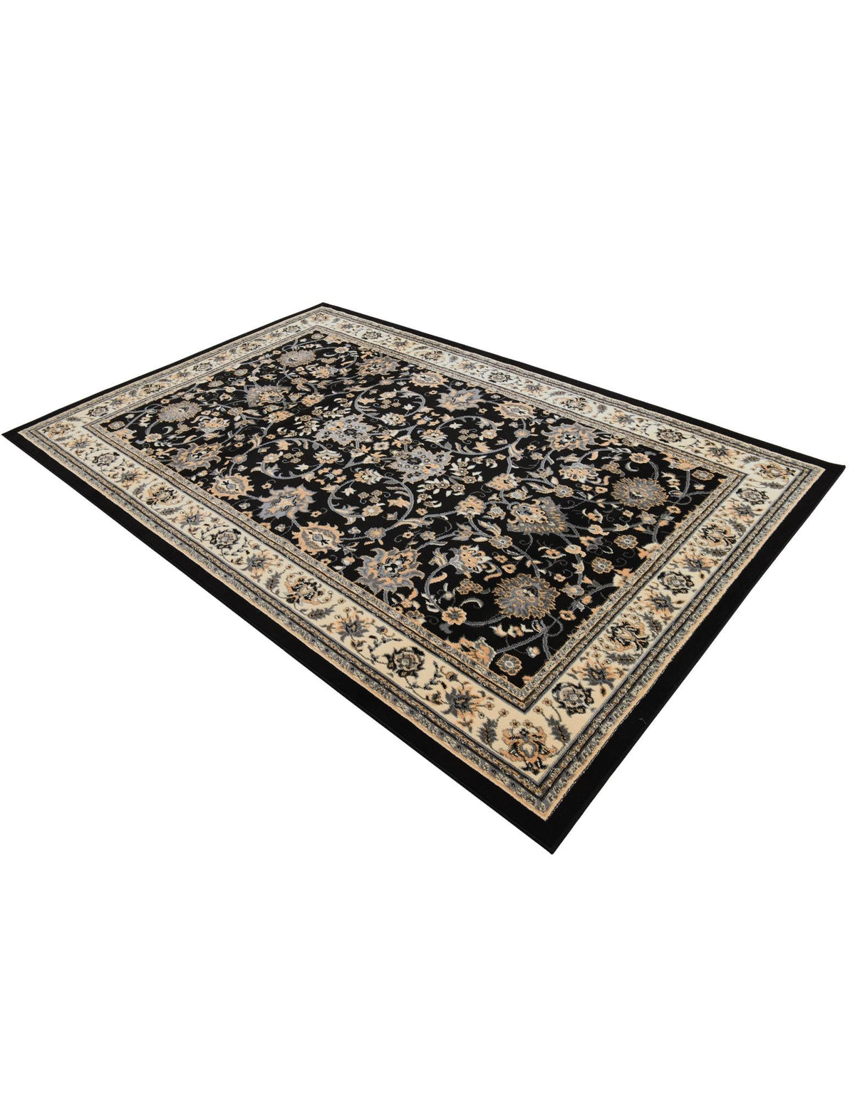 Isfahan Elegance Collection Area Rug - Naghsh-e Jahan (Black) Rectangle Black  lifestyle 17