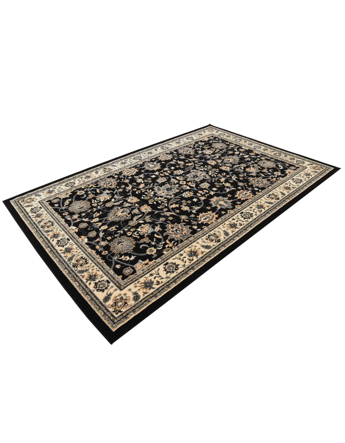 Isfahan Elegance Collection Area Rug - Naghsh-e Jahan (Black) Rectangle Black  lifestyle 18