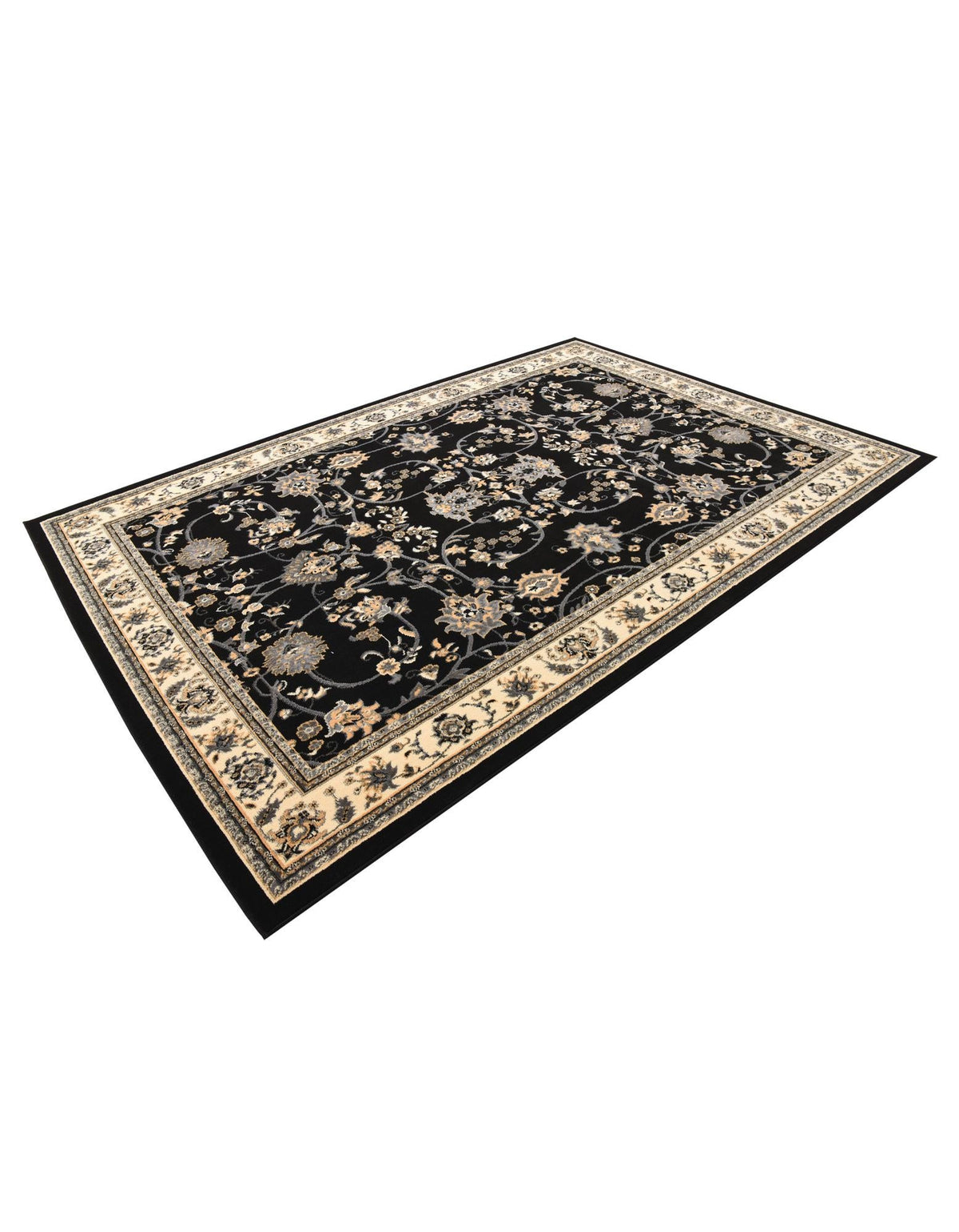 Isfahan Elegance Collection Area Rug - Naghsh-e Jahan (Black) Rectangle Black  lifestyle 19