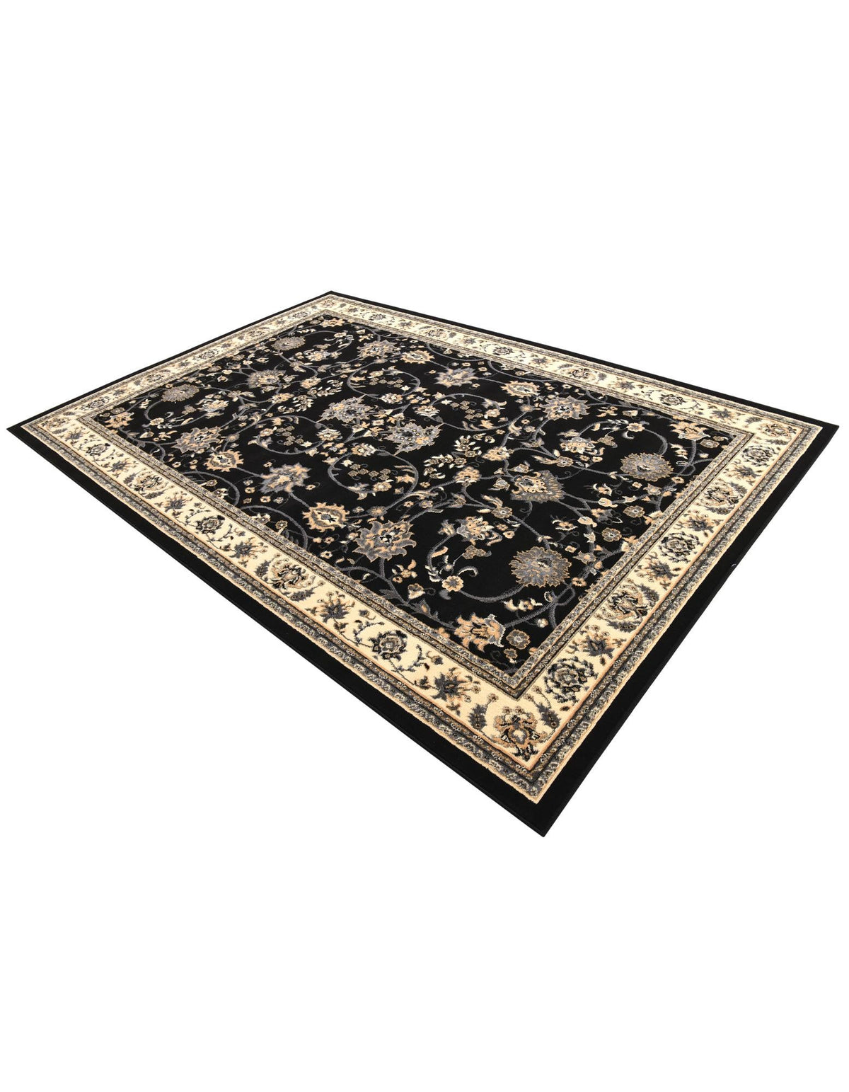 Isfahan Elegance Collection Area Rug - Naghsh-e Jahan (Black) Rectangle Black  lifestyle 20