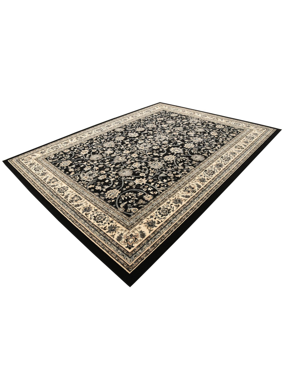 Isfahan Elegance Collection Area Rug - Naghsh-e Jahan (Black) Rectangle Black  lifestyle 21