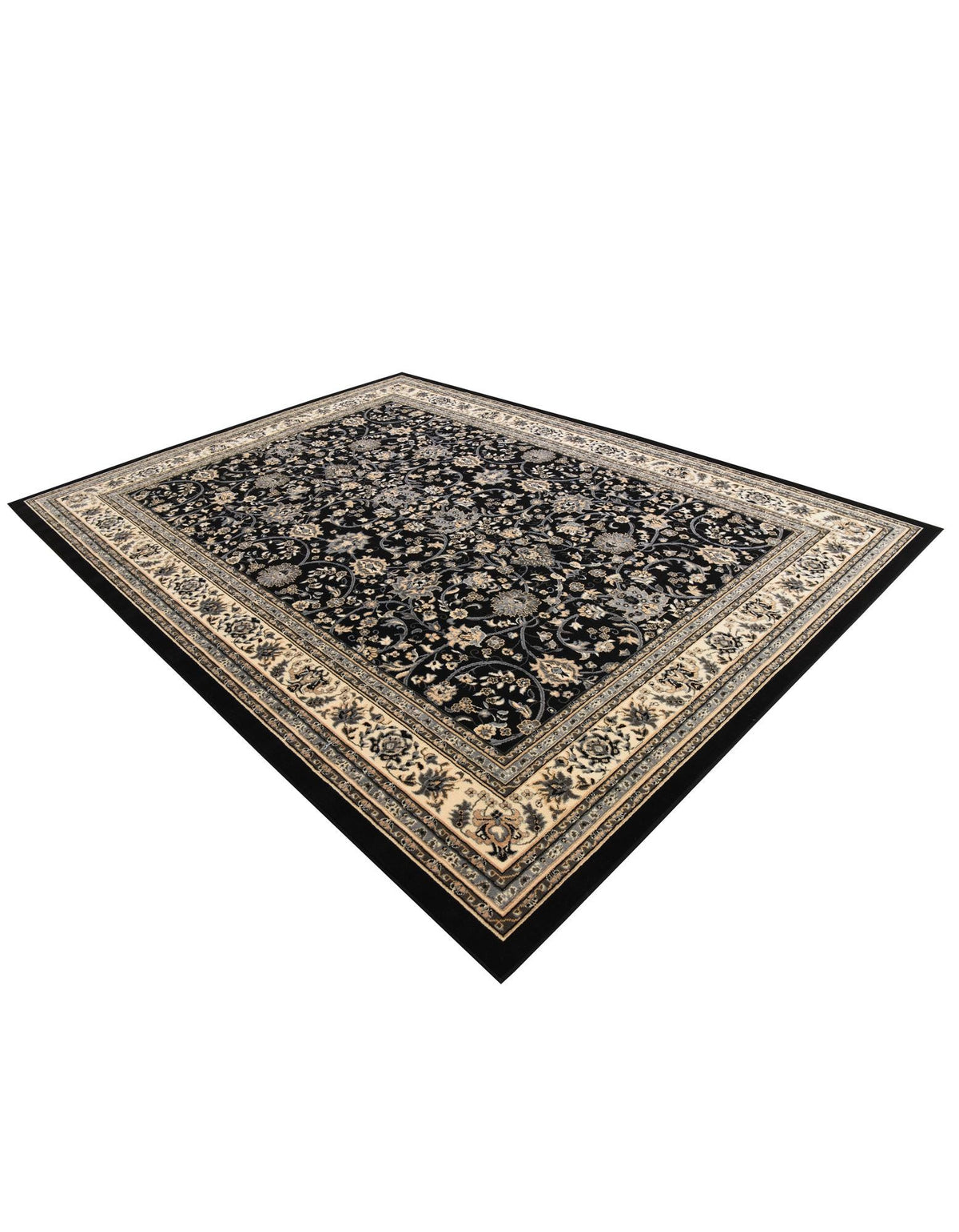 Isfahan Elegance Collection Area Rug - Naghsh-e Jahan (Black) Rectangle Black  lifestyle 22