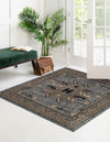 Tabriz Tapestries Collection Area Rug - Azerbaijan (Gray) Square Gray  lifestyle 35