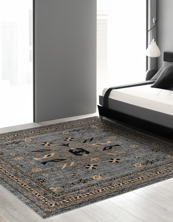 Tabriz Tapestries Collection Area Rug - Azerbaijan (Gray) Square Gray  lifestyle 37