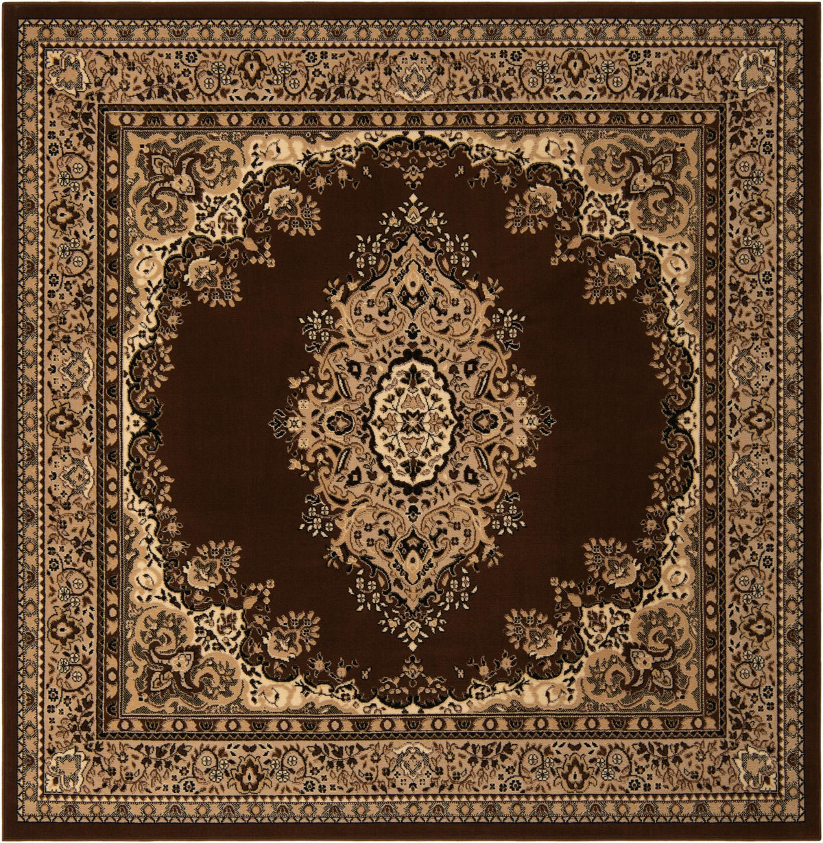 Tabriz Tapestry Collection Area Rug - Azerbaijan (Brown) Square Brown  lifestyle 17