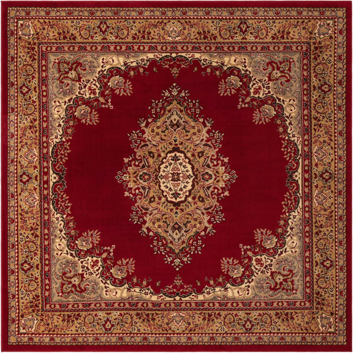 Tabriz Tapestry Collection Area Rug - Azerbaijan (Burgundy) Square Burgundy  lifestyle 22