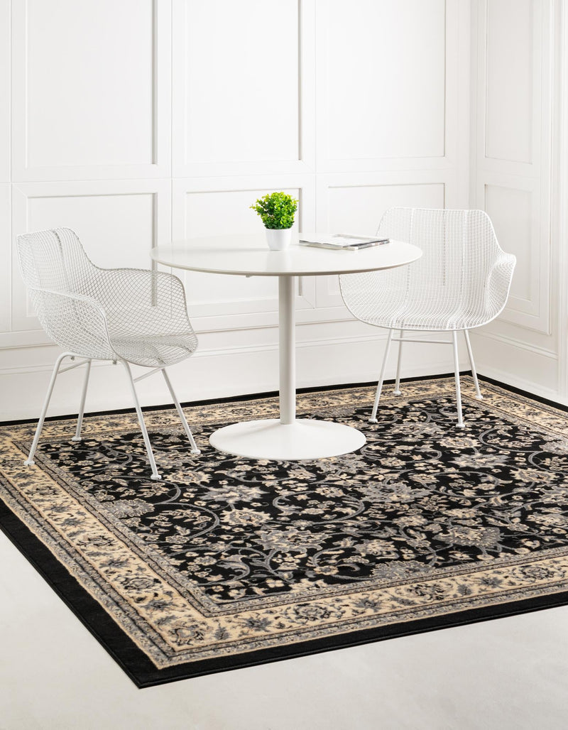 Isfahan Elegance Collection Area Rug - Naghsh-e Jahan (Black) Square Black  lifestyle 26