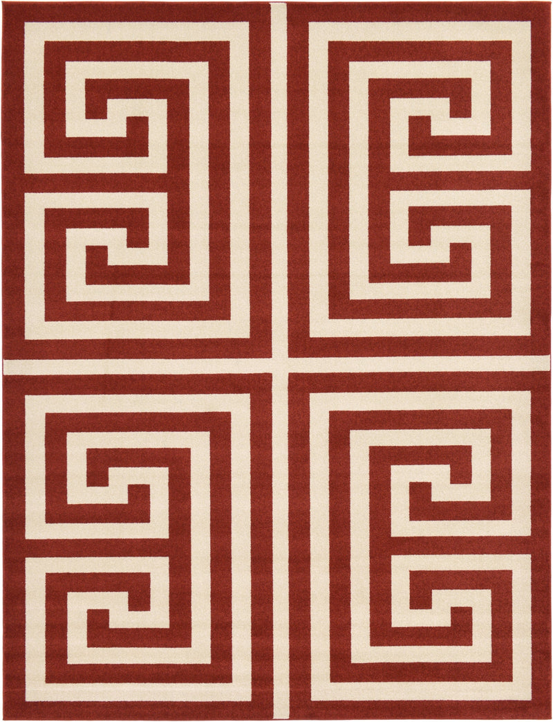 Aegean Labyrinth Collection Area Rug -  Mykonos Rectangle Terracotta  lifestyle 7