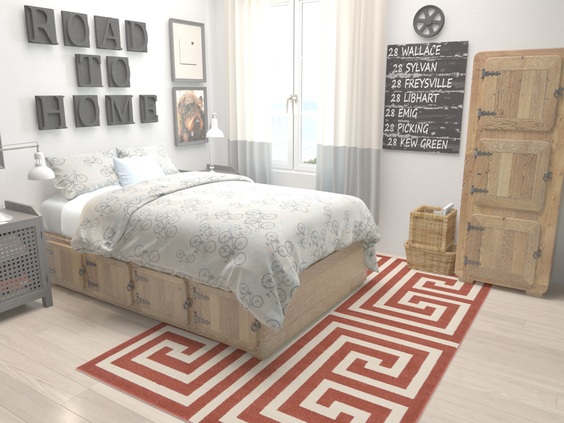Aegean Labyrinth Collection Area Rug -  Mykonos Rectangle Terracotta  lifestyle 9