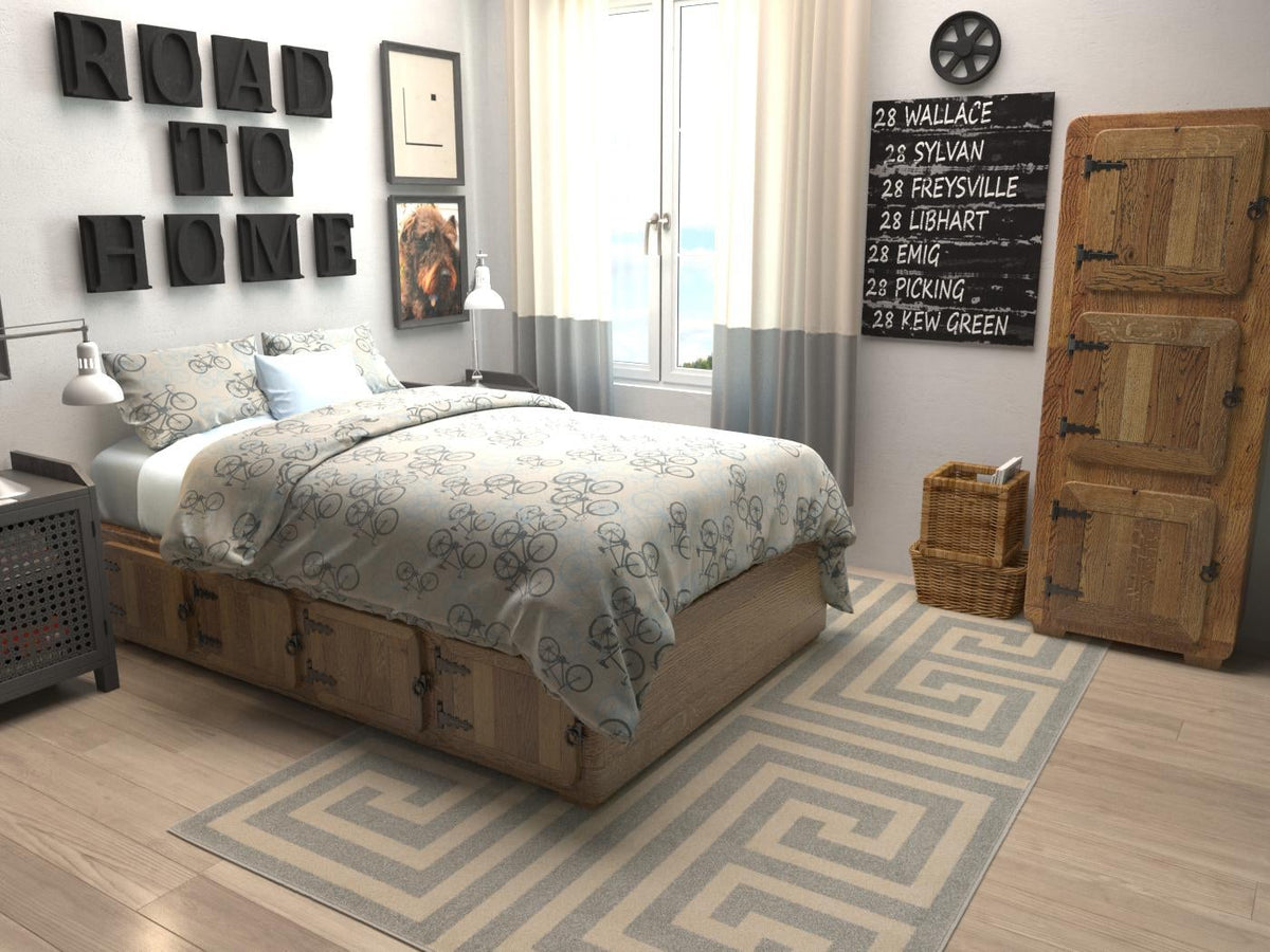 Aegean Labyrinth Collection Area Rug -  Mykonos Rectangle Gray  lifestyle 10