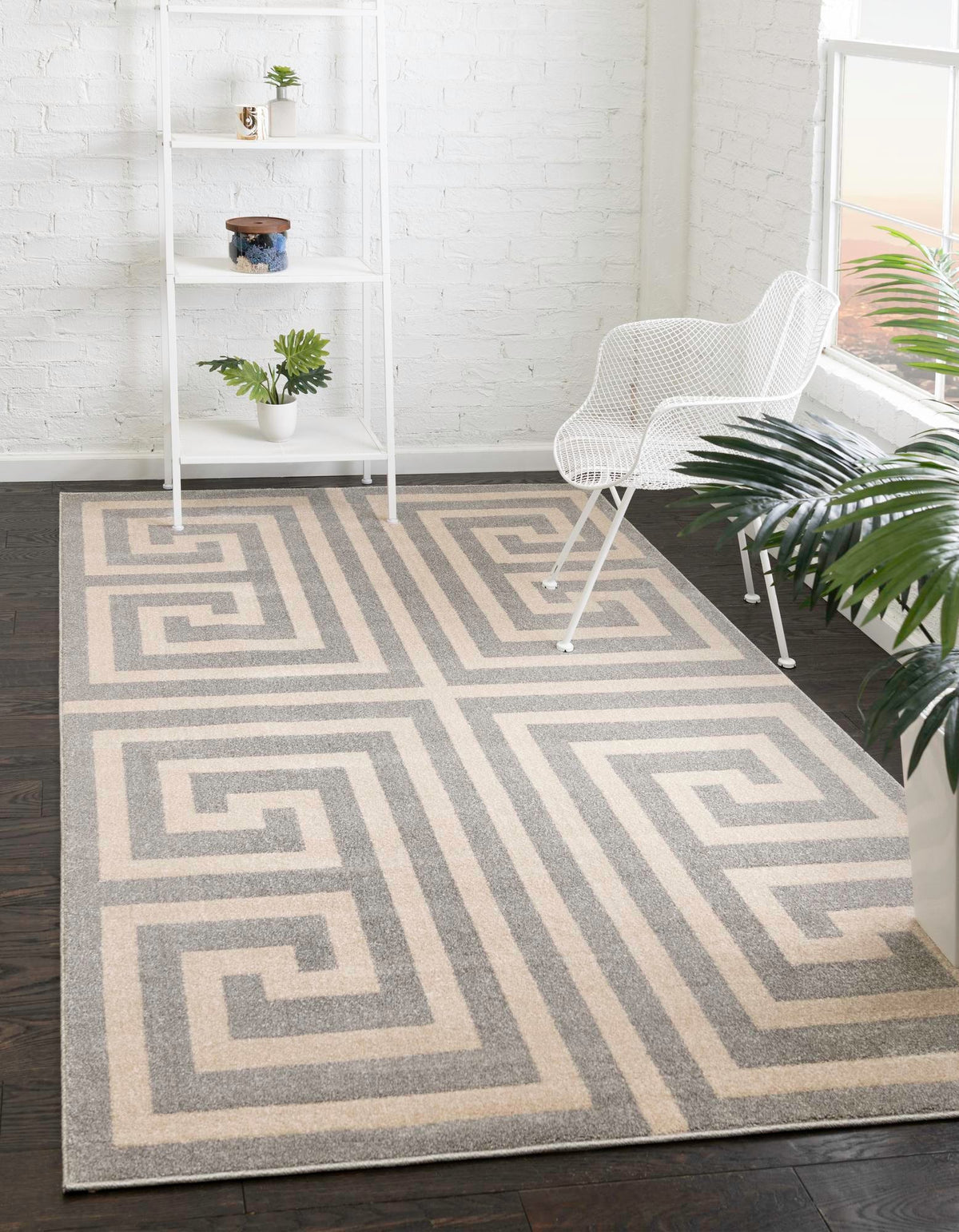 Aegean Labyrinth Collection Area Rug -  Mykonos Rectangle Gray  lifestyle 4
