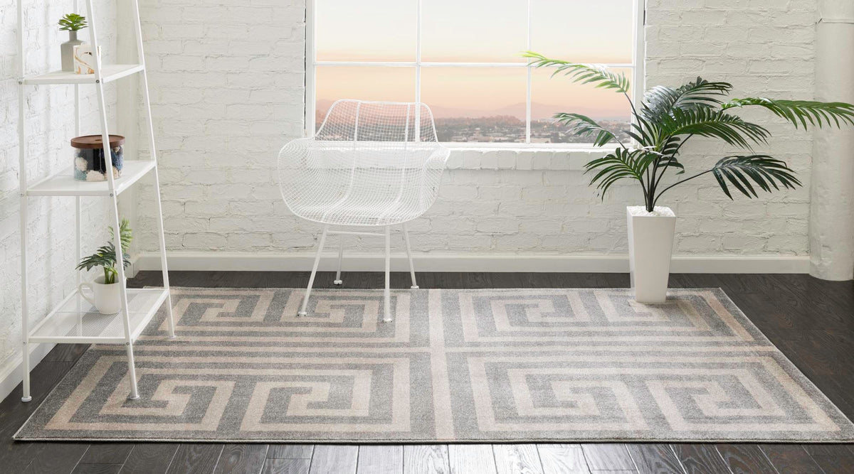 Aegean Labyrinth Collection Area Rug -  Mykonos Rectangle Gray  lifestyle 9