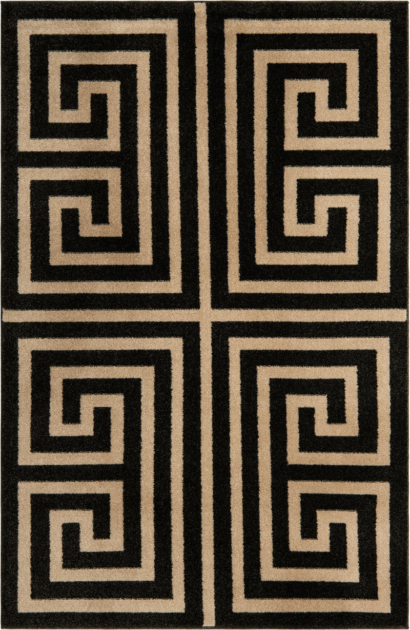 Aegean Labyrinth Collection Area Rug -  Mykonos Rectangle Black  lifestyle 2
