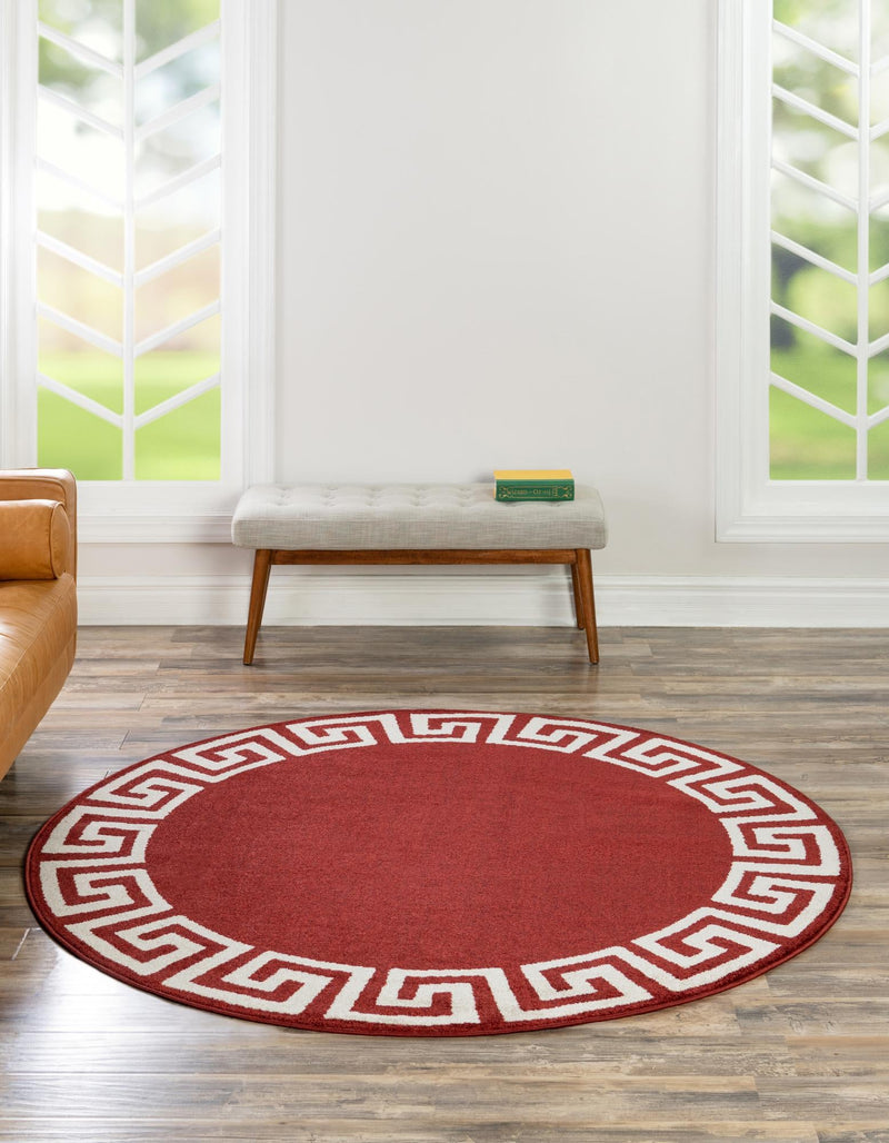 Aegean Labyrinth Collection Area Rug -  Santorini Round Terracotta  lifestyle 99